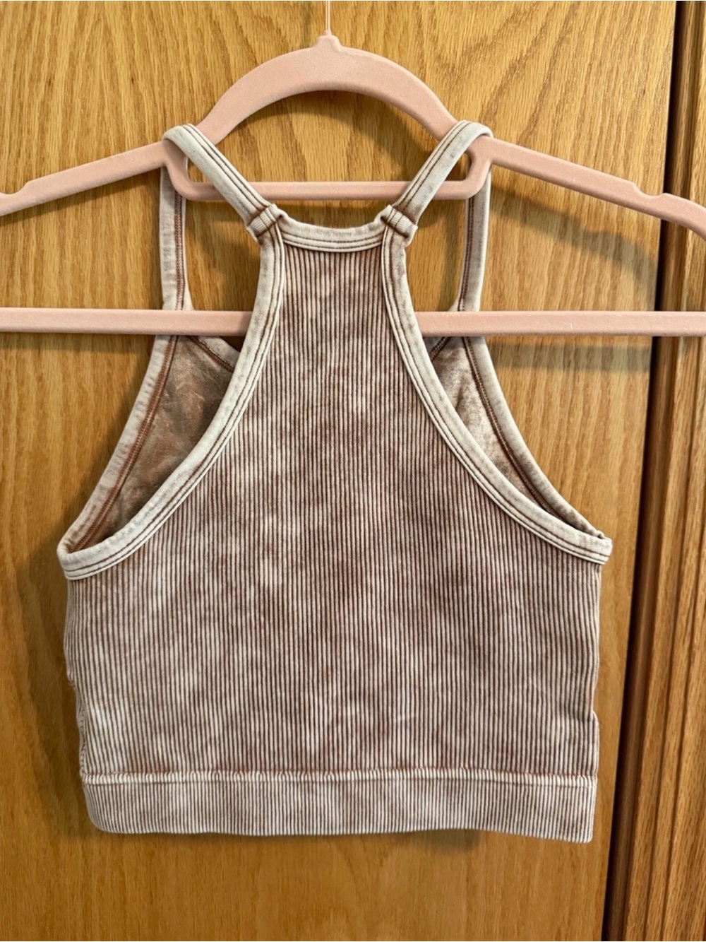 🫶🏼3 for $12🫶🏼 Zenana Ribbed Racerback Crop Top/sports bra in Ash Mocha - Picture 2 of 3